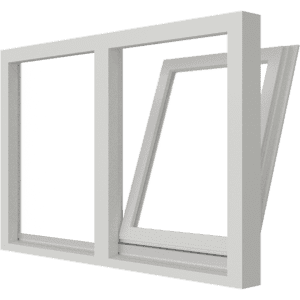 Draai-kiepraam (rechts) en vast glas | 2 vakken