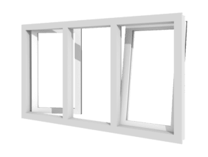 2 Draai-kiepramen en vast glas | 3 vakken | kunststof