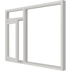 Draairaam met bovenlicht (links) en vast glas | 3 vakken